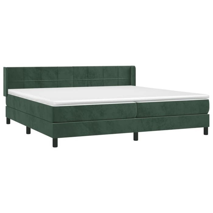 3130982 vidaXL Lit à sommier tapissier et matelas Vert foncé 200x200cm Velours