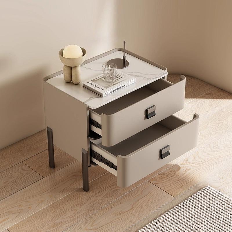 Italian Luxury Modern Minimalist Solid Wood Bedside Table High-End Solid Oak Nightstand for Main Bedroom Sofa Side Storage Box