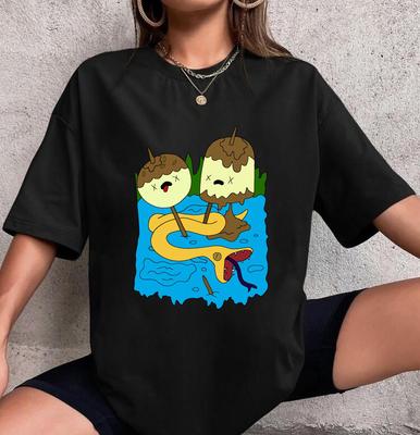 Monster Ice Cream Serpentine Cartoon Printed Tshirt with Cute Style Personalized Creativity Womens Loose Short Sleeved Tshirt