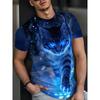 Summer Outdoor Fashion Round Neck Tops 3D Animal Cat Pattern Print Large Size Loose Men's T-shirts