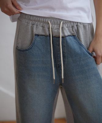 WIOE Half Denim Sweat Pants_Grey