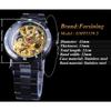 Forsining Herrenmode wasserdichte geschnitzte hohle mechanische Uhr