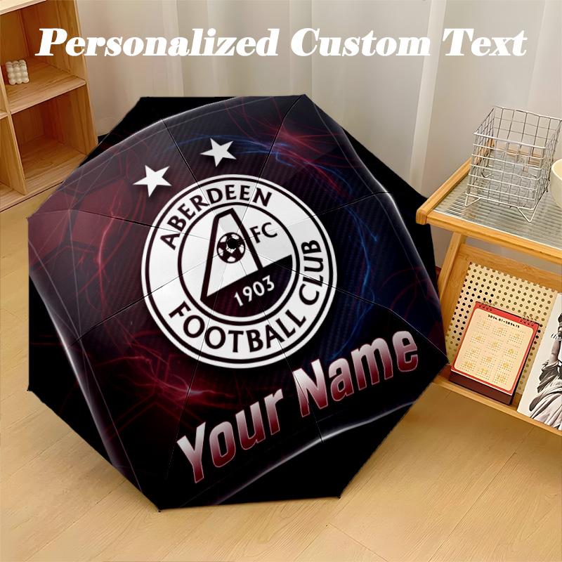8 Rib Auto Folding Umbrella Aberdeen FC Print Custom Name Text Portable Rain Gear
