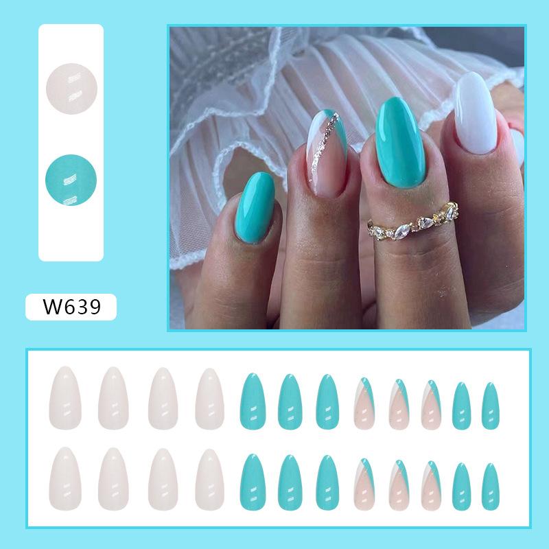 

Simple and fresh French almond nail art tablets, less gentle fake nails, wearing nail art tablets 24 pieces in a box