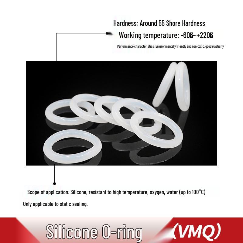 Temperature Resistant White Silicone O-ring, OD 21-30mm, Thickness 2.4mm