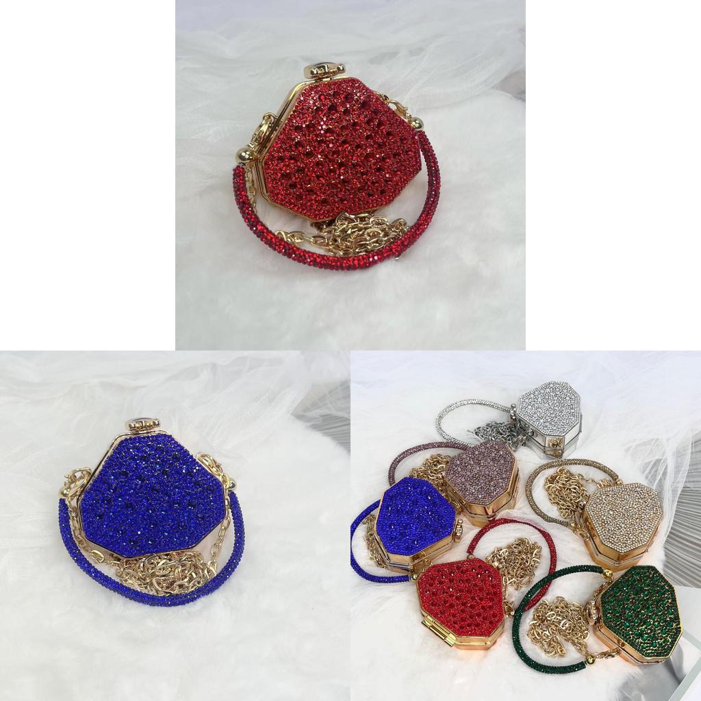 Acrylic Mini Clutch Bag With Rhinestones Chain And Box Shape For Evening Wear
