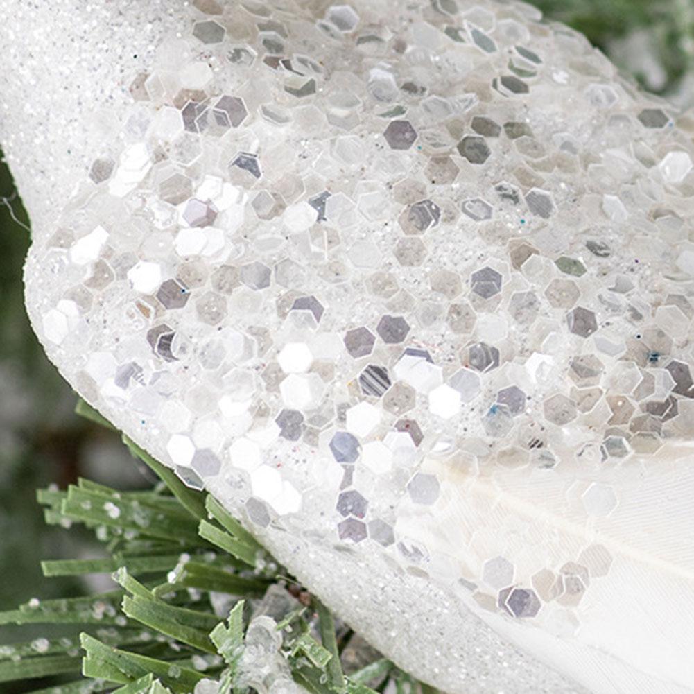 White Peacock Accent Piece for Christmas Tree Decoration Stunning Feather Details Perfect for Festive Atmosphere