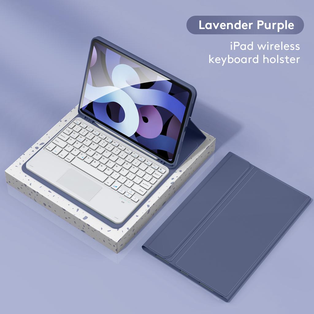 Kabellose BT-Tastatur, USB-Tastatur mit PU-Leder-Schutzhülle für Tablet, kompatibel mit iPad 10