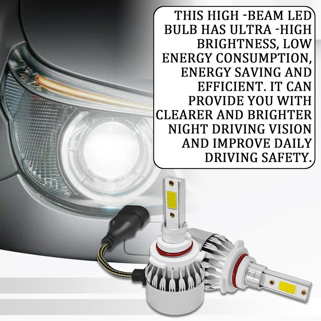 2 PCS 9005/HB3 Car LED Light Replacement, 3800LM 6000K Super Bright Waterproof C6 Fog Lighting Bulb, Plug & Play Led Headlights High And Low Beam Car