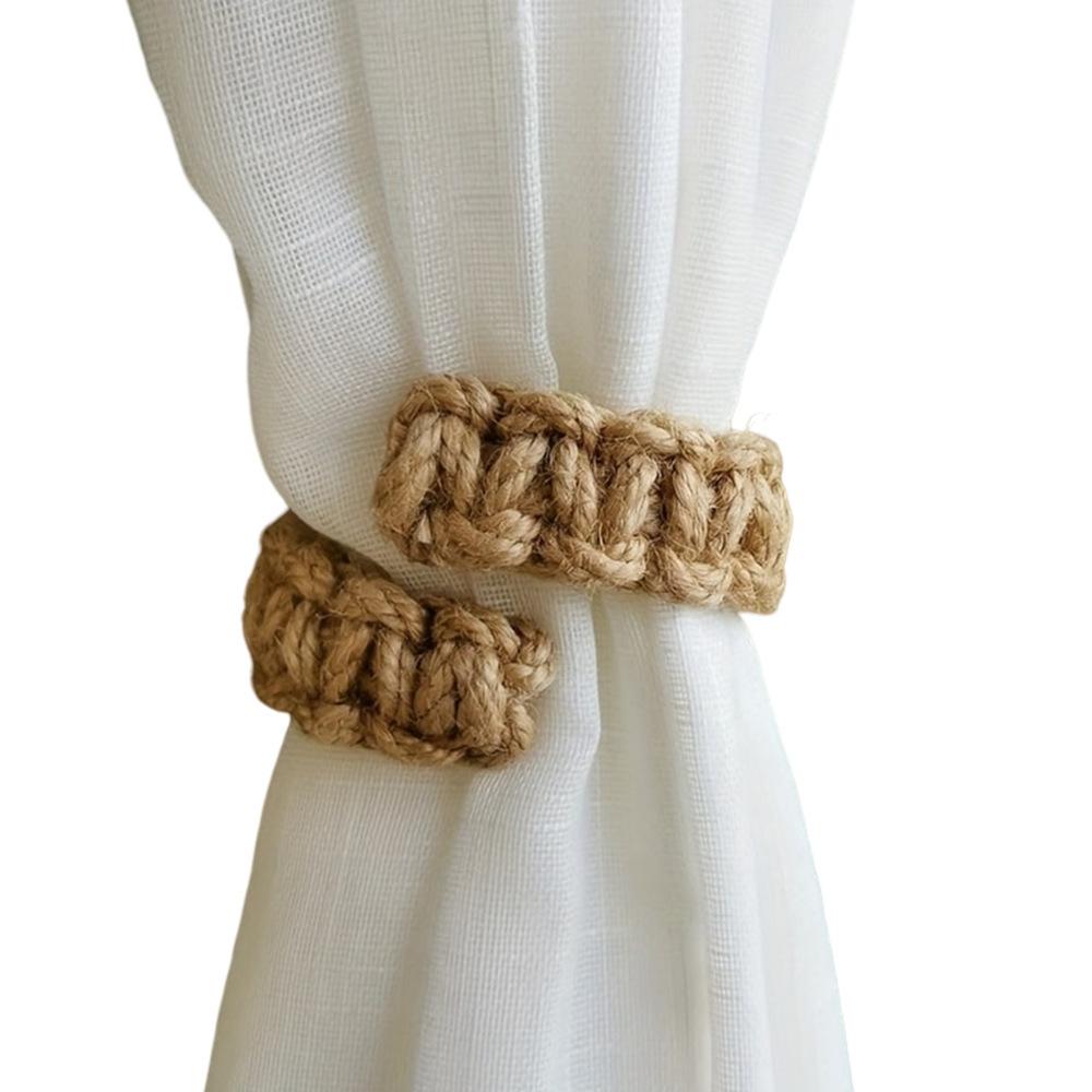 2 Pcs Hand-woven Nordic style hemp rope curtain tie rope, for home hairpin storage decoration, holiday gift