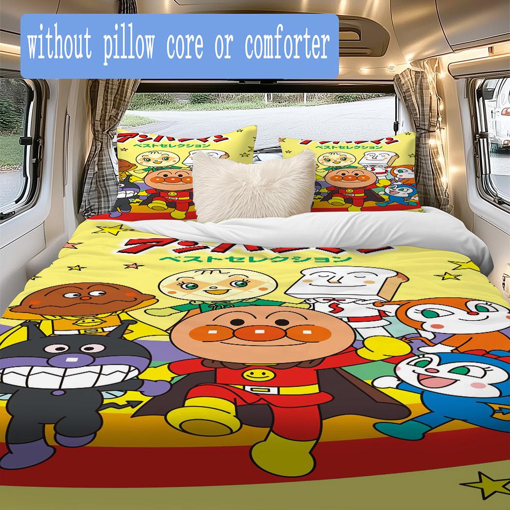 Cute Bread-man anime Pattern Bedding,Quilt Set Quilt Cover Pillowcase Home Birthday Gift (1*duvet cover+2*pillowcase,without core)ZSJT0917322