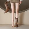 Cowhide Version~ Retro Embroidered Thread Leather Western Cowboy Boots Women's Autumn Pointed Thick Heel Sleeve Versatile Knight Boots Women