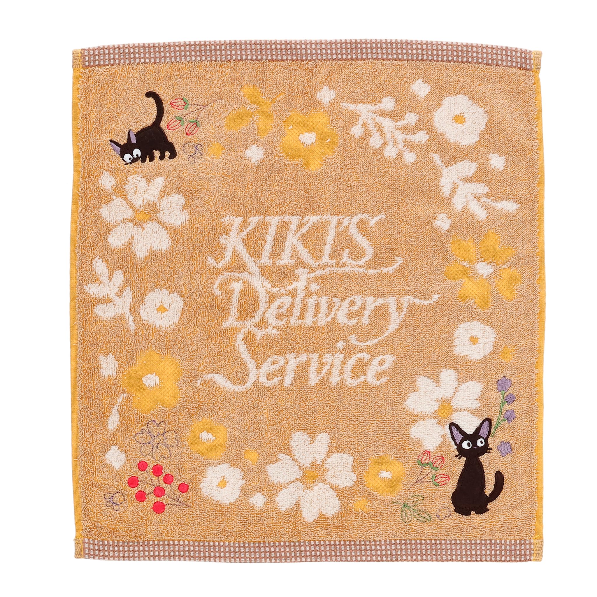 Marushin Hand Ghibli Delivery Sepia Organic Linen Blend Untwisted Antibacterial and Deodorizing 1005063200 Towel, Kiki s Service, Jiji, Flower,