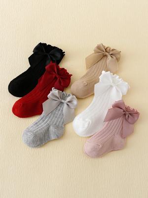 6 Pairs of Rowan Bow Lace Baby Bubble Mouth Socks