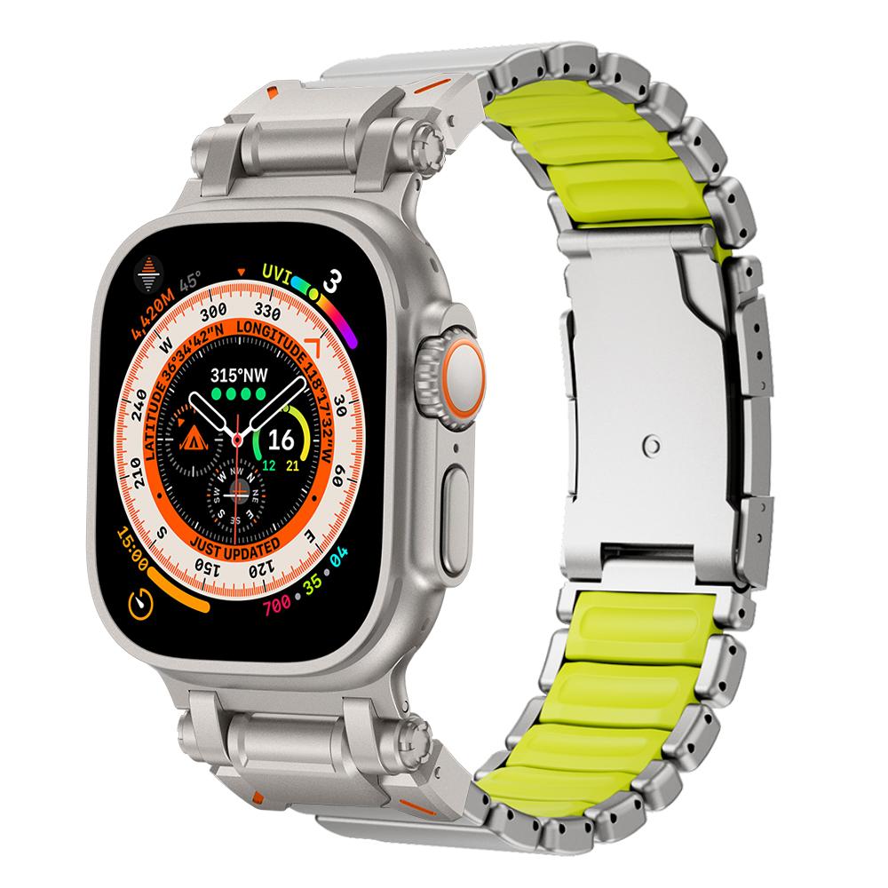Металлический ремешок для часов из титана для Apple Watch Band Ultra 3 49 мм Серии 11 10 9 8 7 6 SE Резиновый Люксовый ремешок для iWatch 46 мм 45 мм 44 мм 49mm (Ultra 3 2 1) титановый желтый