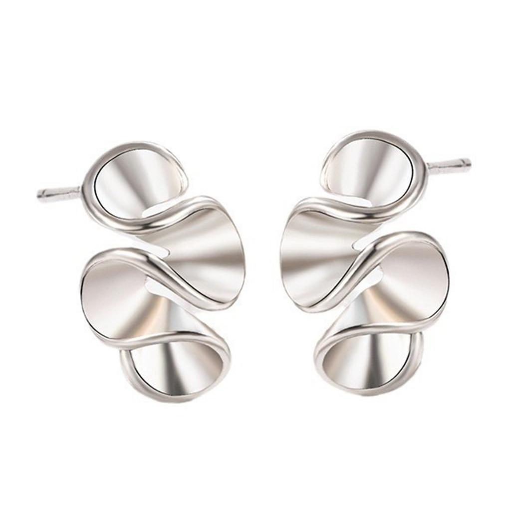 Fashion Ruffle Studs Earrings Statement Earring Copper Texture Ear Studs Ears Accessory Present for Woman and Girls