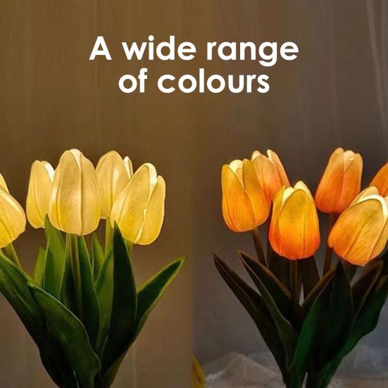 LED-beleuchtete künstliche Tulpenblumenlampe Real Touch Fälschung Tulpenstrauß Nachtlicht mit Band für Valentinstag Ostern Heimküche Hochzeitsdekoration