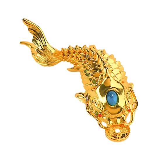 

Золотая китайская фигурка рыбы-дракона, приносящая удачу, подвижные суставы, шарнирная игрушка-шарнир «Лун Карп», украшение для рабочего стола в стиле фэншуй для дома и офиса A