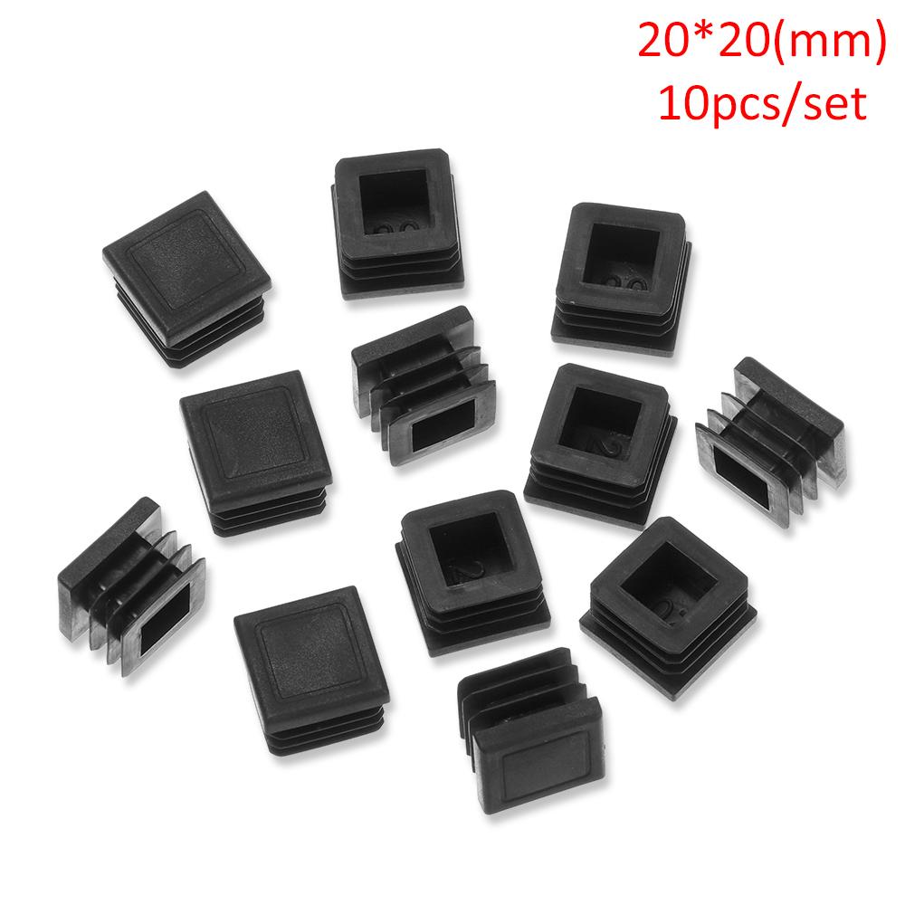10pc Black Plastic Steel Square Pipe Plug Furniture Accessory Leg Plug Anti Slip Feet Protector Pad Plastic Square Tube Cap Plug