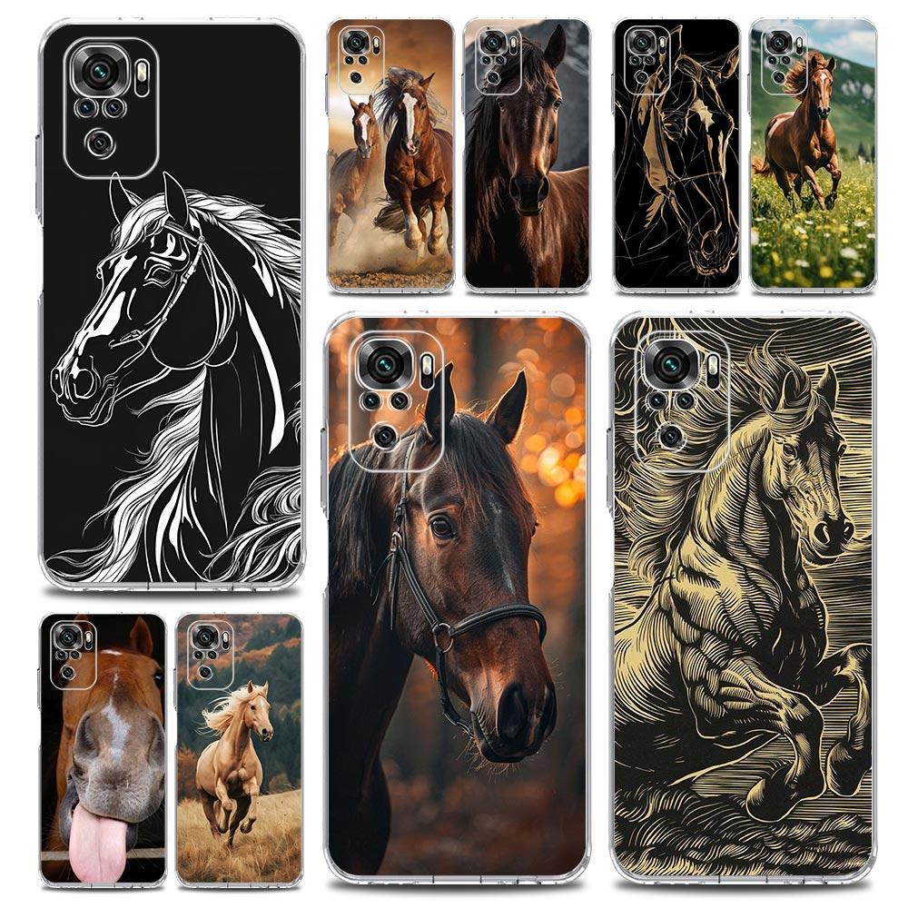 Phone Case For Xiaomi Redmi Note 15 14 13 12 4G 10 11 Pro Plus 5G 14C 13C 12C 10C Cover Beautiful Elegant Brown Horses