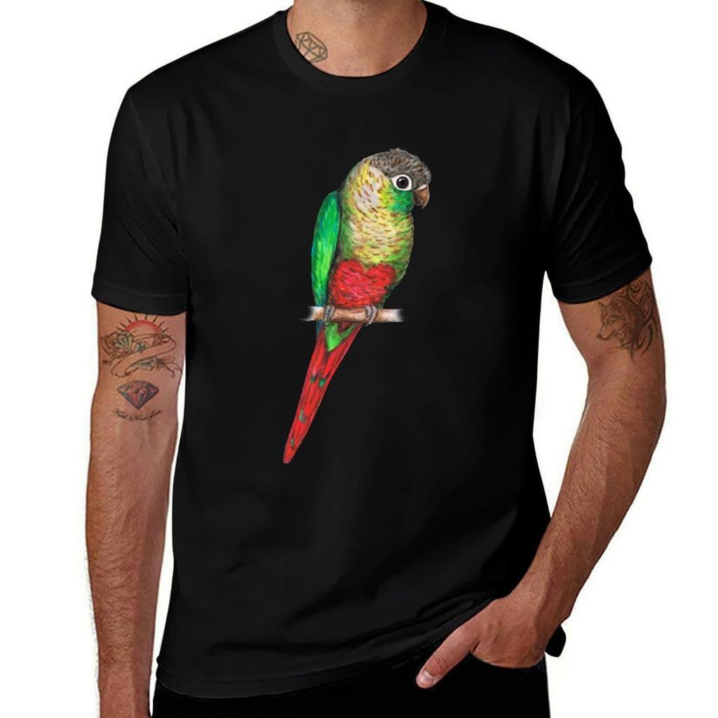Conure with a heart on its belly TShirt Summer Holiday Casual Tee