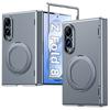 Shockproof Hinge Protection Case with Ring Stand and Tempered Glass for Galaxy Z Fold 8-Grey