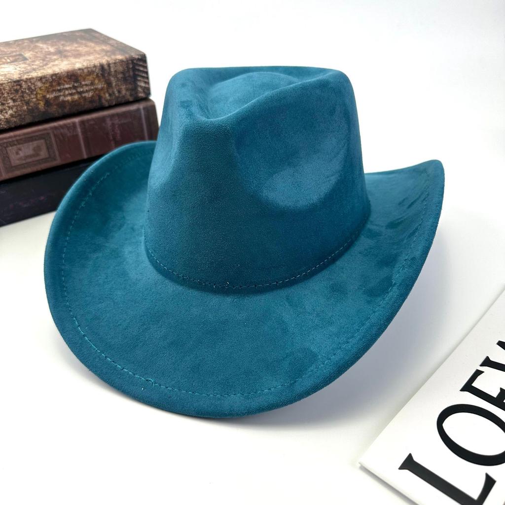 Western Cowboy Hat Women Woolen British Suede Light Board Peach Heart Top Hat Felt Hat