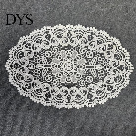 Elegant Table Decor White Lace Placemat, Round Oval Vintage Doily, Embroidered Placemat Mold-resistant Coaster for Cup Vase Dining Wedding Party