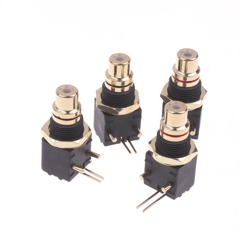 2/4Pcs Rca Female Socket Elbow Pin Pcb Panel Mount Adapter Right Angle Copper Gold Plated Decoder Digital Coaxial Connector