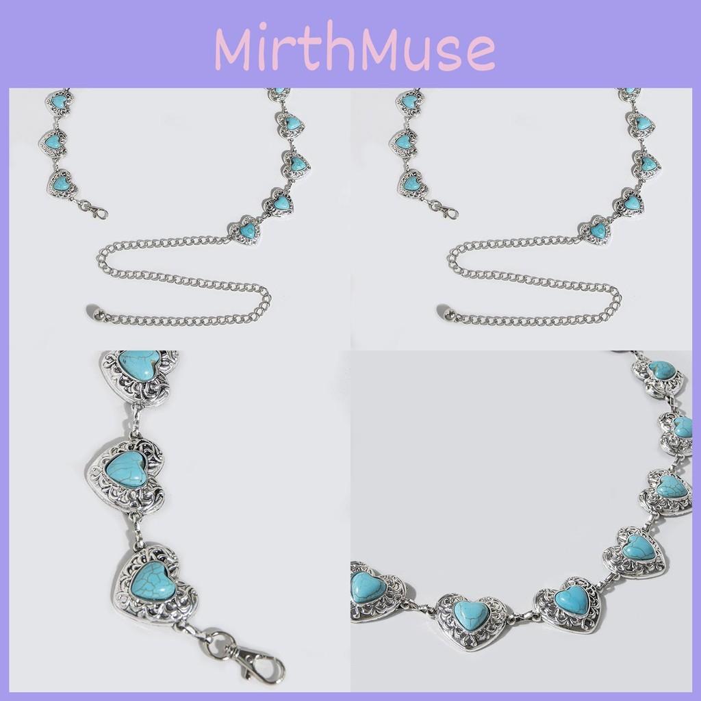 Metal Women Waist Chain With Heart Shaped Turquoise For Chic Winter Accessories