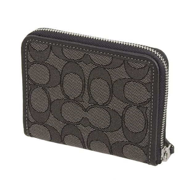 Plånbok Bifold Outlet Rund dragkedja Märke Kompakt Läder CH389 Liten dragkedja RÖKIG SVART [Coach] Dam (SVART MULTI/Svart) Damernas [Artikel]