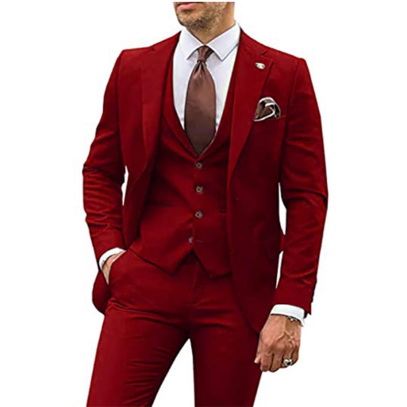 Completi Beige da Uomo 3 Pezzi Slim Fit Smoking da Sposo Abiti da Matrimonio Testimone dello Sposo Groomsmen Abito da Festa Formale Maschile