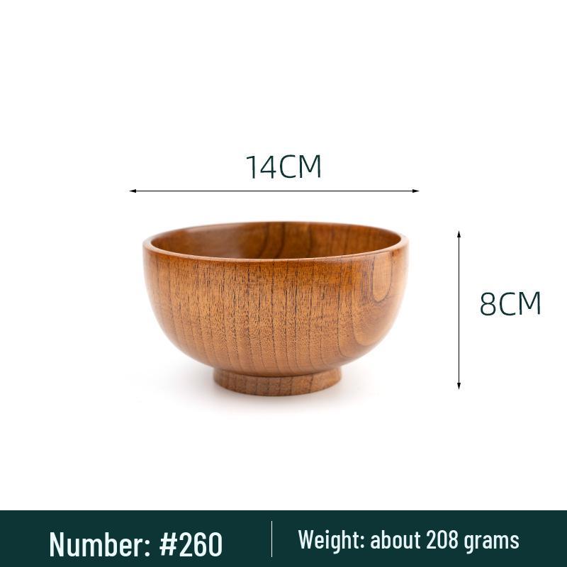 Japanese Sour Jujube Wood Ramen Bowl - Anti-scalding Instant Noodle and Rice Bowl for Kids, Wooden Tableware for Soup, Household Bowls and Plates