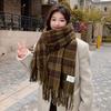 Korean Version of Maillard Plaid Winter Warm Student Scarf Women's Autumn and Winter Versatile Knitted Wool Scarf Couple
