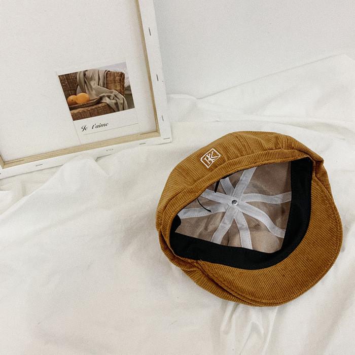 Trendy Embroidered Corduroy Vintage Cap For Women Chic Baker Boy Hat Four Seasons