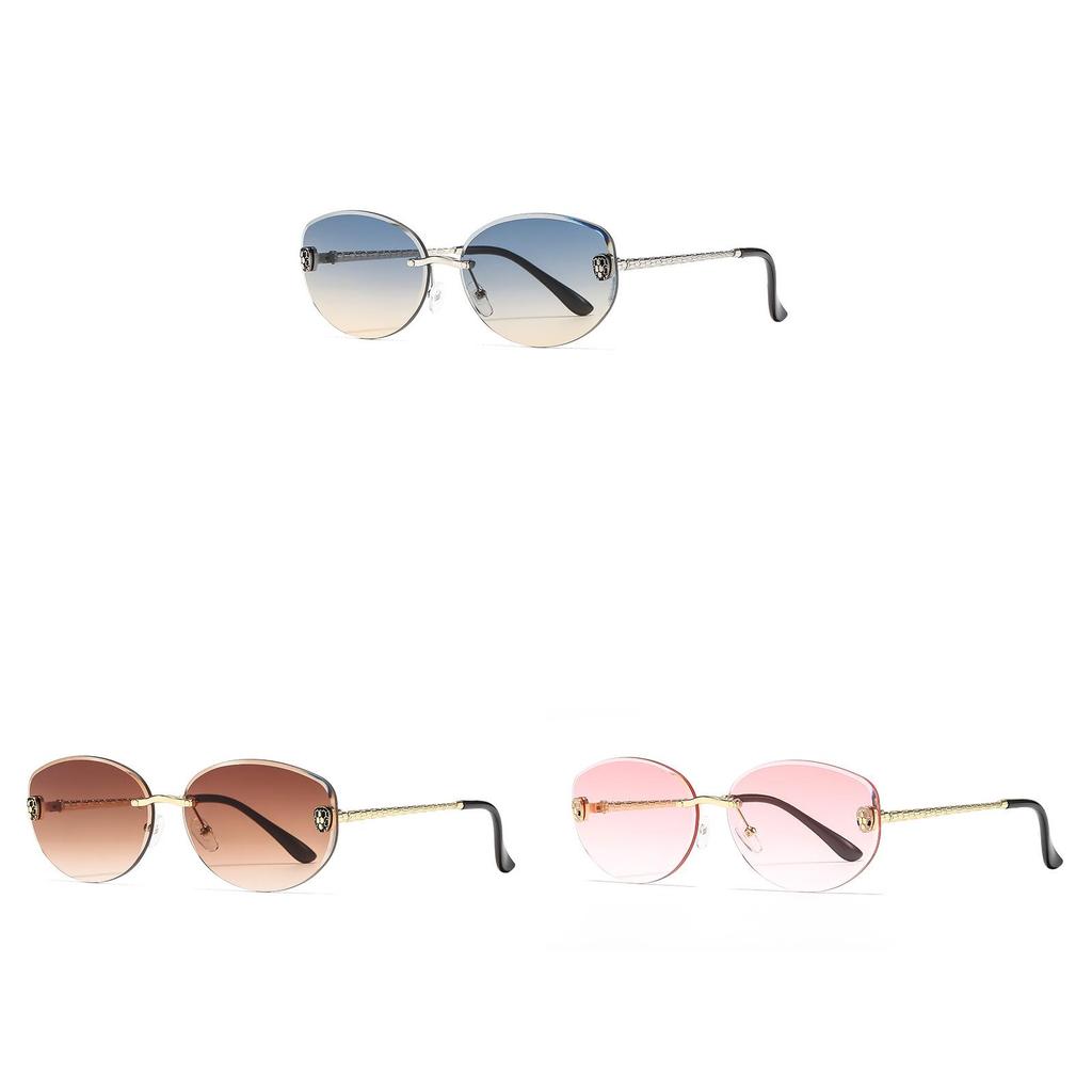 Fashion Female Retro Metal Frame Sun Glasses With Gray Lenses For Summer Outdoor Use