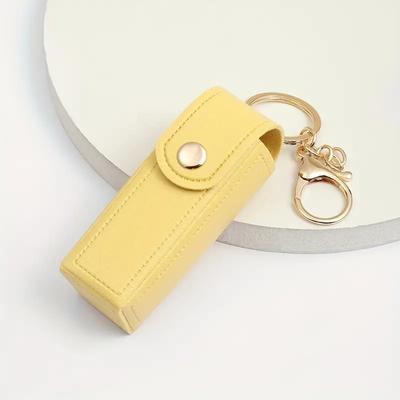 1Pc  Mini Portable Key Bag Lipstick Lipstick Cosmetics Storage Bag Leather Lip Balm Bag Keychain Holder Protective Cover