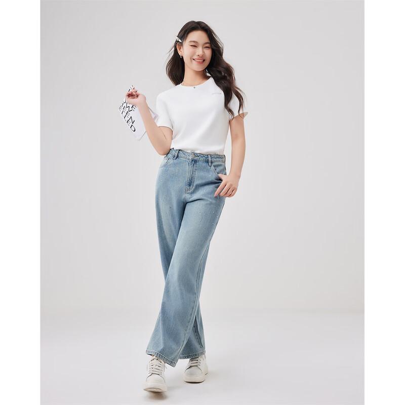 IEF 2025 Spring Women's Plus Size Slimming Denim Wide-Leg Pants