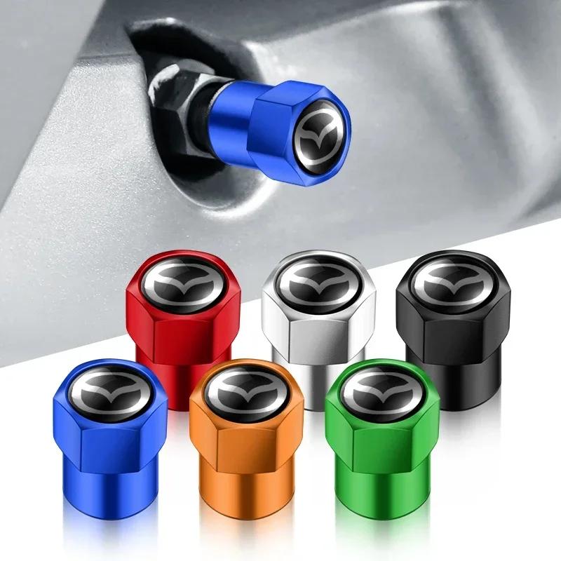 2025 Hot 4pcs Car Badges Wheel Tire Valve Caps Tyre Stem Covers Auto Accessories For Mazda CX5 CX30 CX3 CX7 2 3 Bk 6 Gg Gj 3 6 2