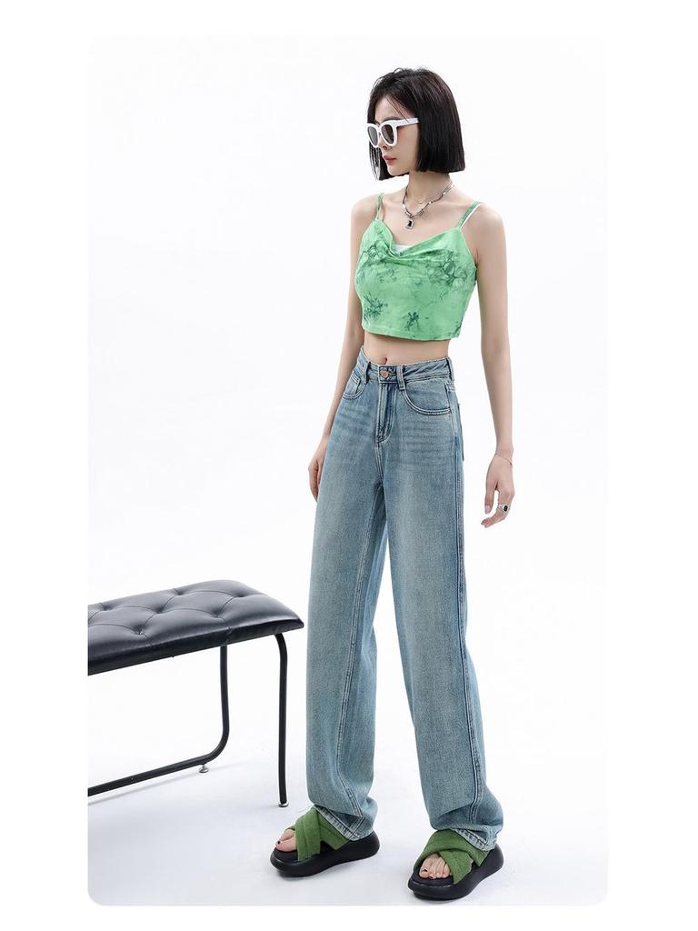 2026 Damen Jeans mit hoher Taille und geradem Bein - Petite, Passform für Birnenform, Weiter Bein Stil