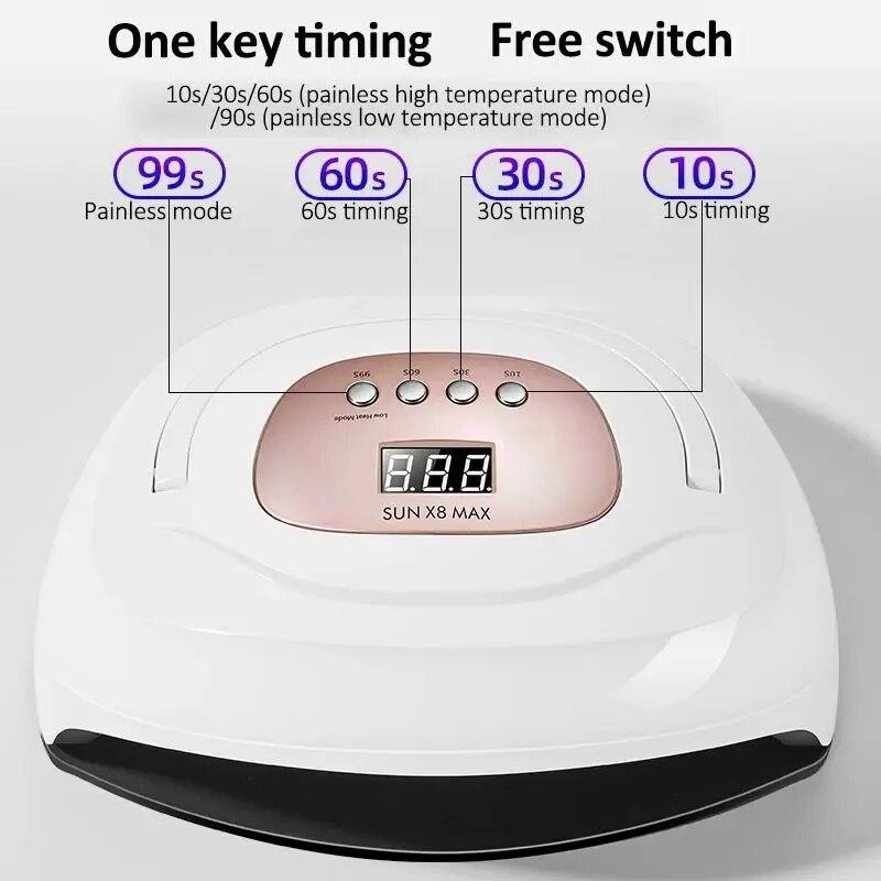 SUNX8 MAX 220W 57 LED Nail Dryer Uv Led Lamp for Uv Gel Polish Extension Poly Builder 4 Timers Tools Nail Polish Machine