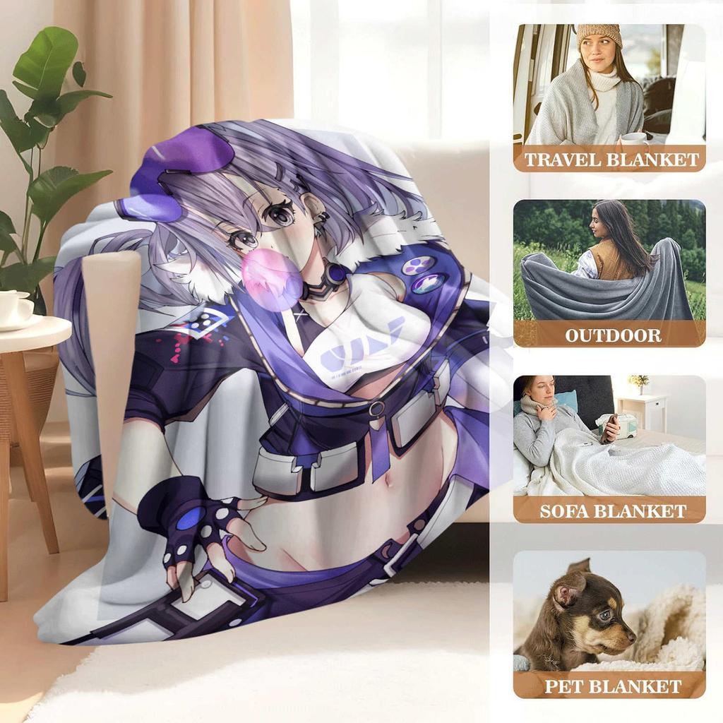 Game Honkai:starrail Silver Wolf Flannel Blanket Warmth Soft Air Conditioning Otaku Blanket Multifunctional Decorative Blankets