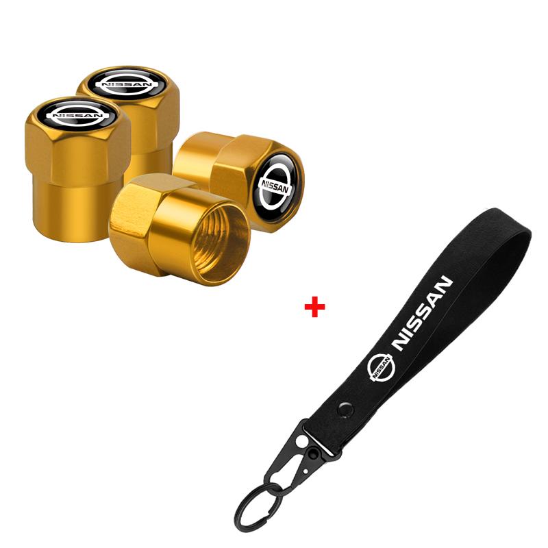 Tapa de Válvula de Neumático de Coche de Aluminio Insignia de Coche Llavero de Nylon Accesorios Para Nissan Nismo X-Trail Qashqai J11 Juke Altima Note Skyline