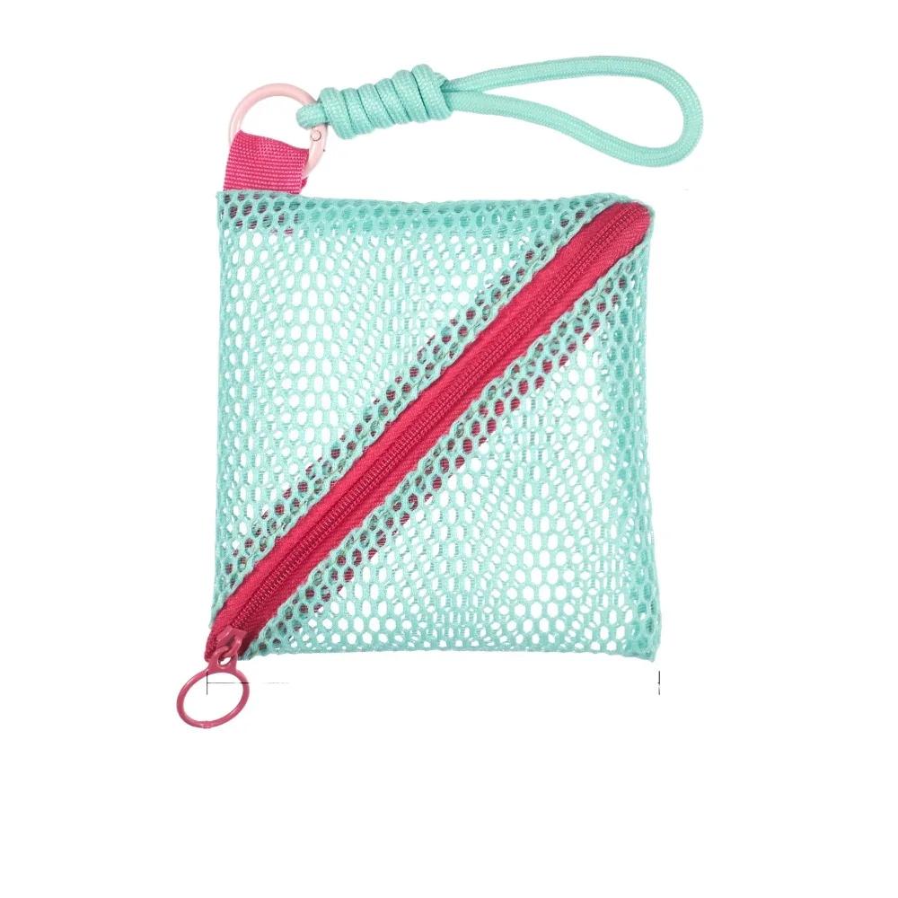 Creative Clear Mesh Bag Portable Rope Design Mini Coin Purse Dopamine Candy Lipstick Cosmetic Bag Outdoor