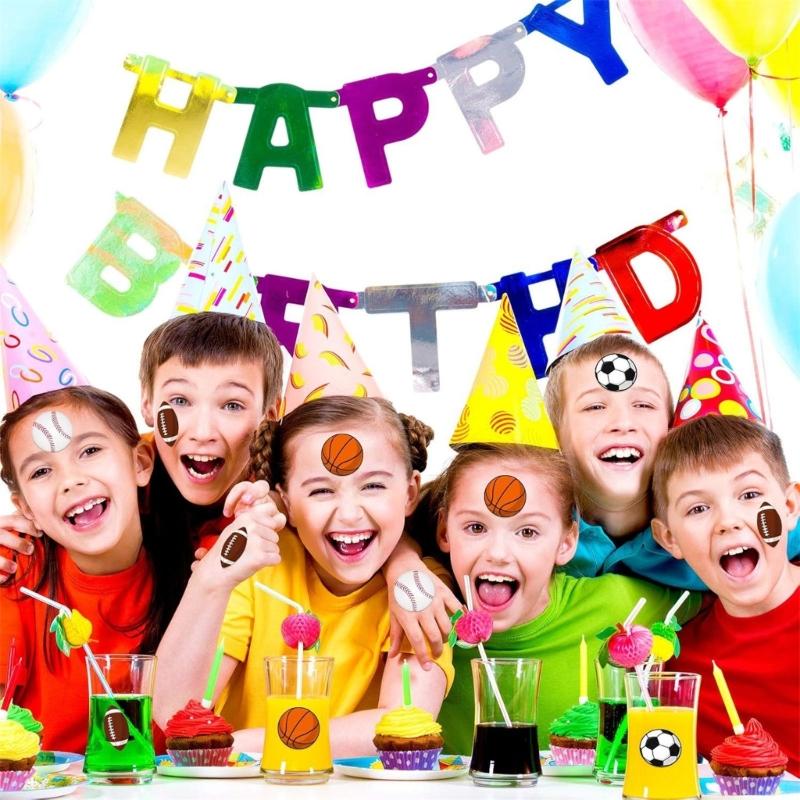 Pack of 10 Creative Athletic Party Decoration Sticker for Sports Enthusiasts Theme Event Sports Ball Sticker