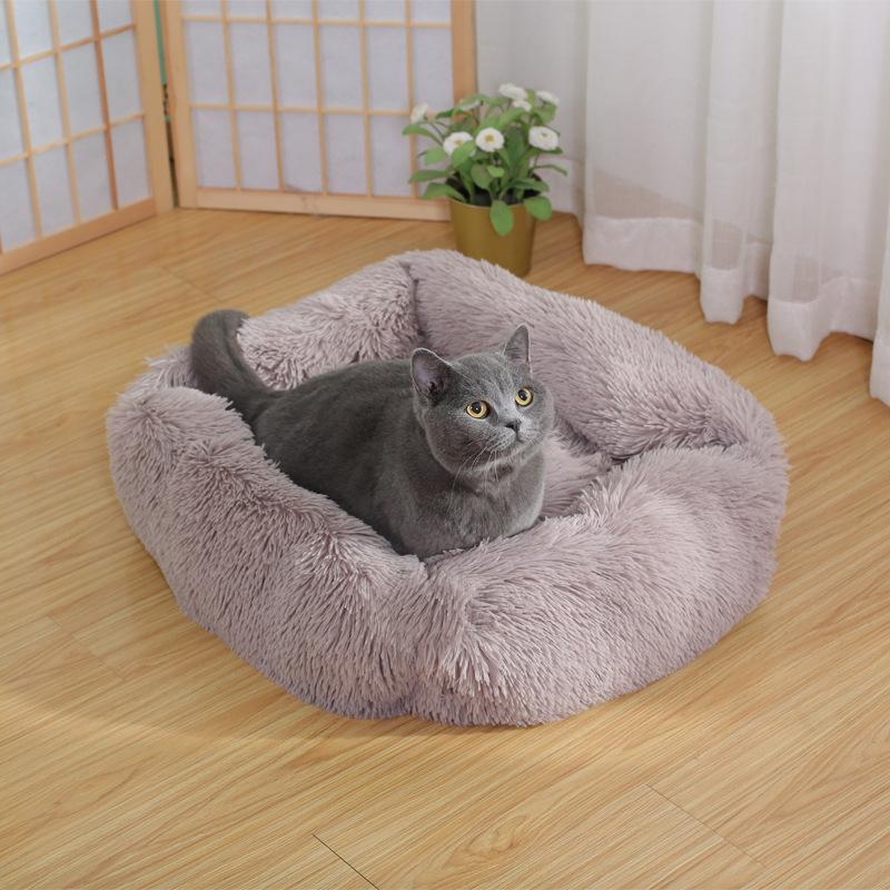 

Квадратное гнездо для длинношерстных домашних животных, будка для кошек, зимний теплый коврик для глубокого сна для кошек, товары для маленьких и средних собак S