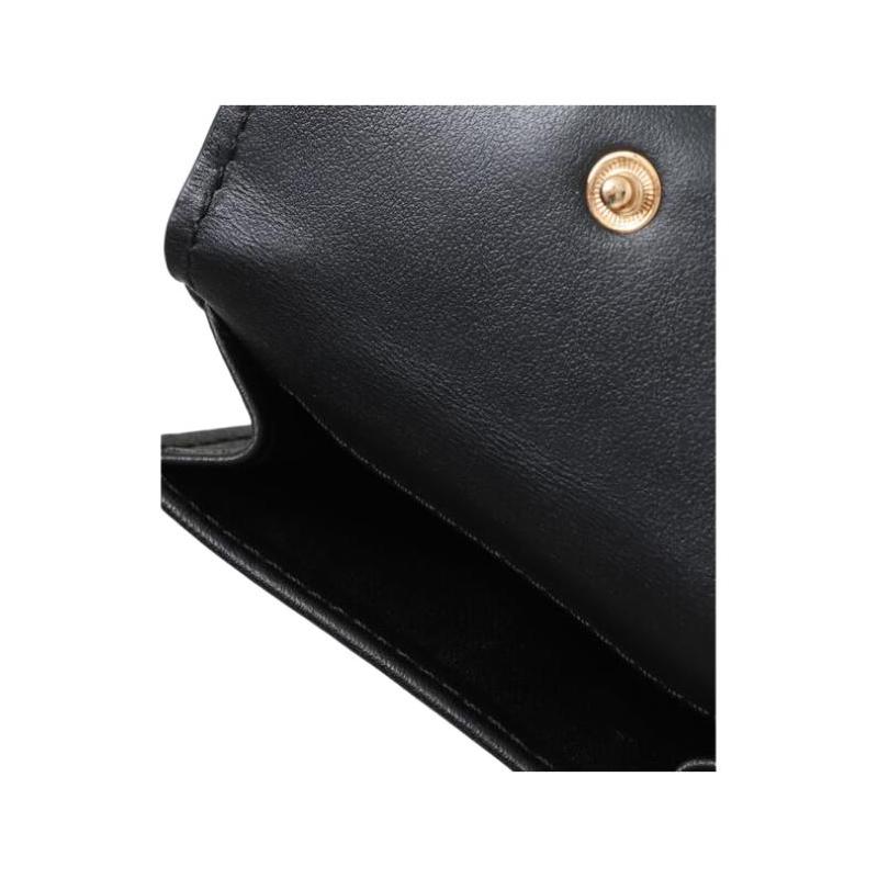 Michael Kors FACET Gold Metal Logo Cowhide Wallet Small Size Women's Black