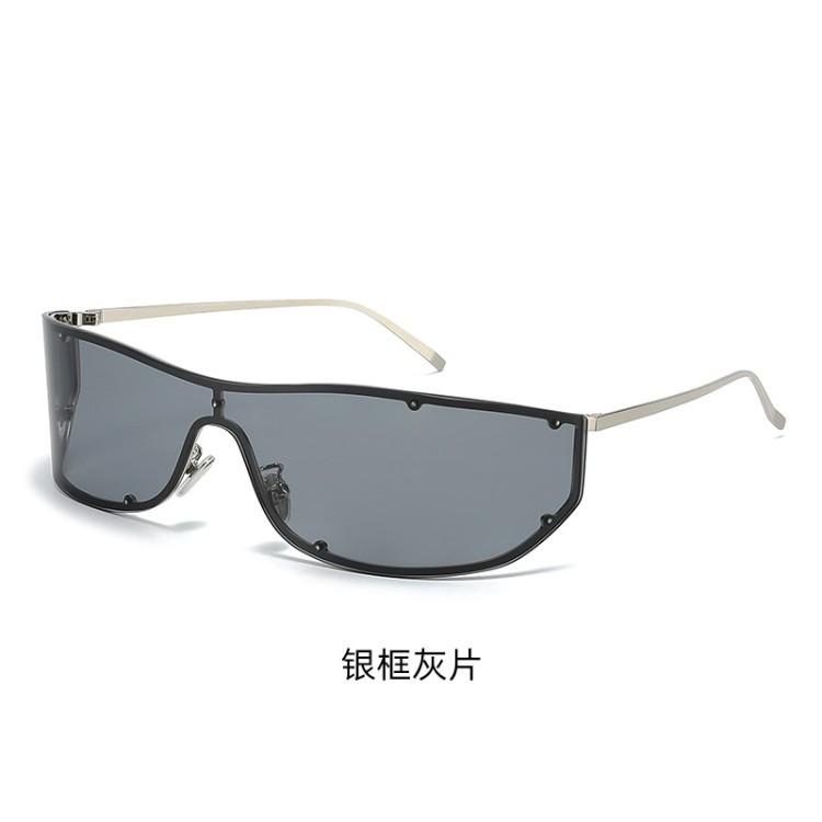 Song Yanfei large frame curved one-piece sunglasses female old money wind street shot YK Spice Girl anti-ultraviolet sunglasses