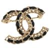 Used/CHANEL Coco Mark Brooch B22S Metal/Leather Gold/Black [Used]