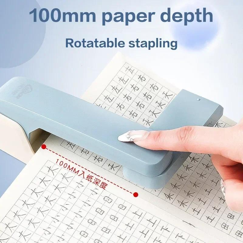 Large 360 Degree Rotatable Stapler for Students Home Office Use Stapling Machine Strong Clutch Large Capacity Staple Extractor
